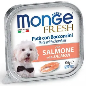MONGE FRESH - Pastete und Stücke mit Lachs 100 g für Hunde